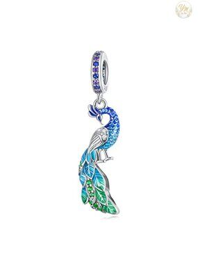 925 Sterling Silver Peacock Charm for Bracelet Necklace Jewelry Gift